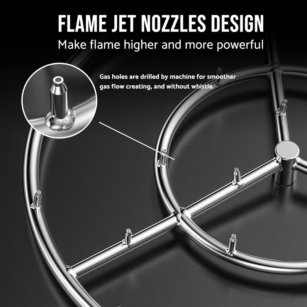 Skyflame 24-Inch Round Stainless Steel Fire Pit Jet Burner Ring, High Flame