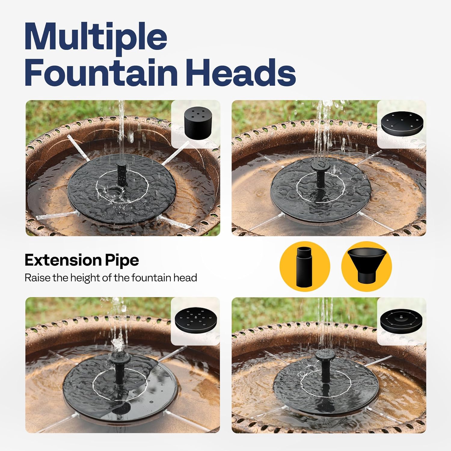 VIVOHOME Polyresin Bird Bath Bowl with Solar Fountain, 29 Inch Height Outdoor Freestanding Birdfeeder with Metal Stake, Capacity 1.4 Gallons, 5-Pronged Base, Copper