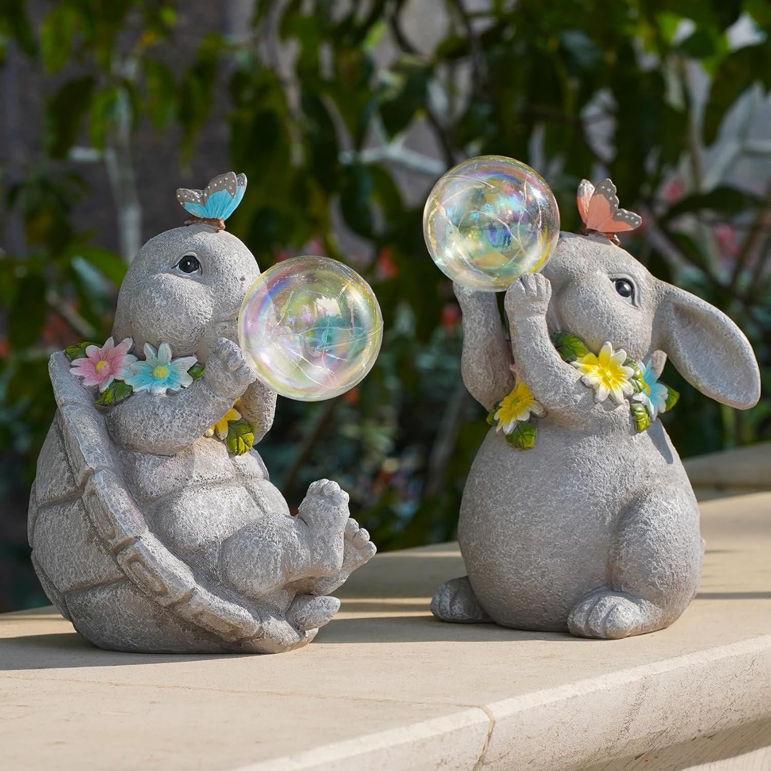 MININOVA Outdoor Garden Decorations Turtle Statues with Solar Light Resin Waterproof Figurines for Outside Yard Patio Mon Birthday Gifts