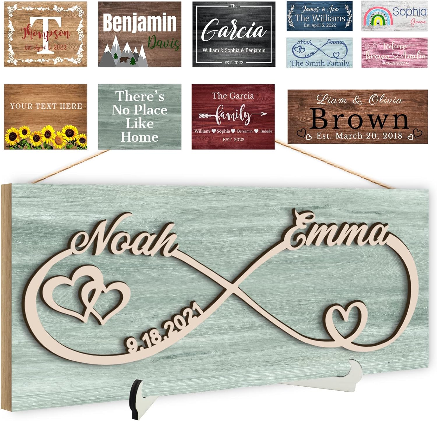 Custom Wood Sign Prsonalized Text Business 3D Home Decor, Personalized Rustic Plaque Board Hanging Wooden Name Sign for Wall Art, Customized Signs Plank Decoration Gifts for Wedding Family Farmhouse Kitchen, Rectangle
