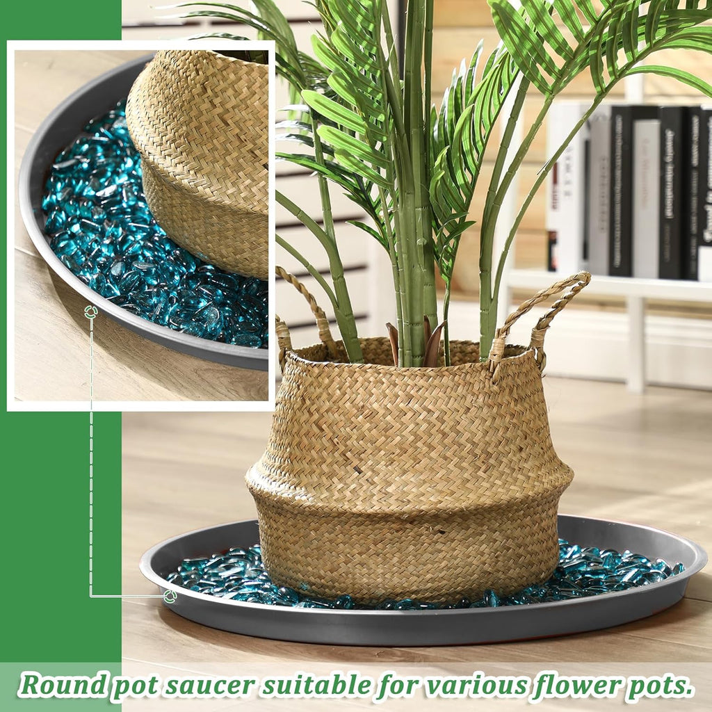 Eccliy 6 Pack Plastic Plant Saucer Heavy Duty Planter Saucers Large Plant Pot Saucers Plastic Water Trays for Indoors and Outdoors Flower Plant Plant Drip (Gray,23 Inch)