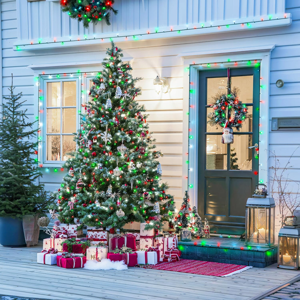 JMEXSUSS 2 Pack Red White and Green Solar Christmas Lights, Total 400 LED 151FT Solar String Lights Outdoor Waterproof, 8 Modes Solar Lights for Outside Tree Patio Christmas Decorations