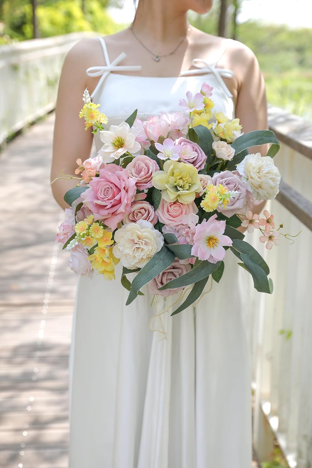 Artificial Flowers Combo for DIY Centerpieces Arrangements Wedding Bouquets Centerpieces Arrangements Party Baby Shower Home Decorations (Yellow Pink)