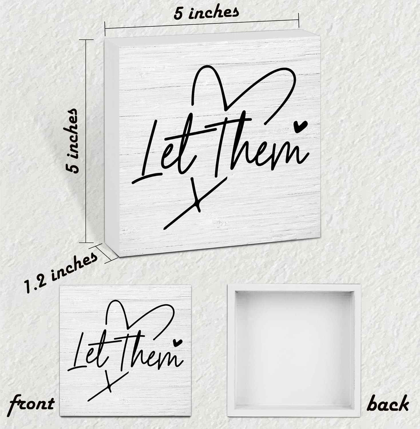 Let Them Wooden Sign, Desk Decorations For Women Office, 5x5 Inch Farmhouse Funny Office Decor Wood Box Sign, Desk Shelf Cubicle Accessories, Appreciation Gifts for Coworkers Boss, 05