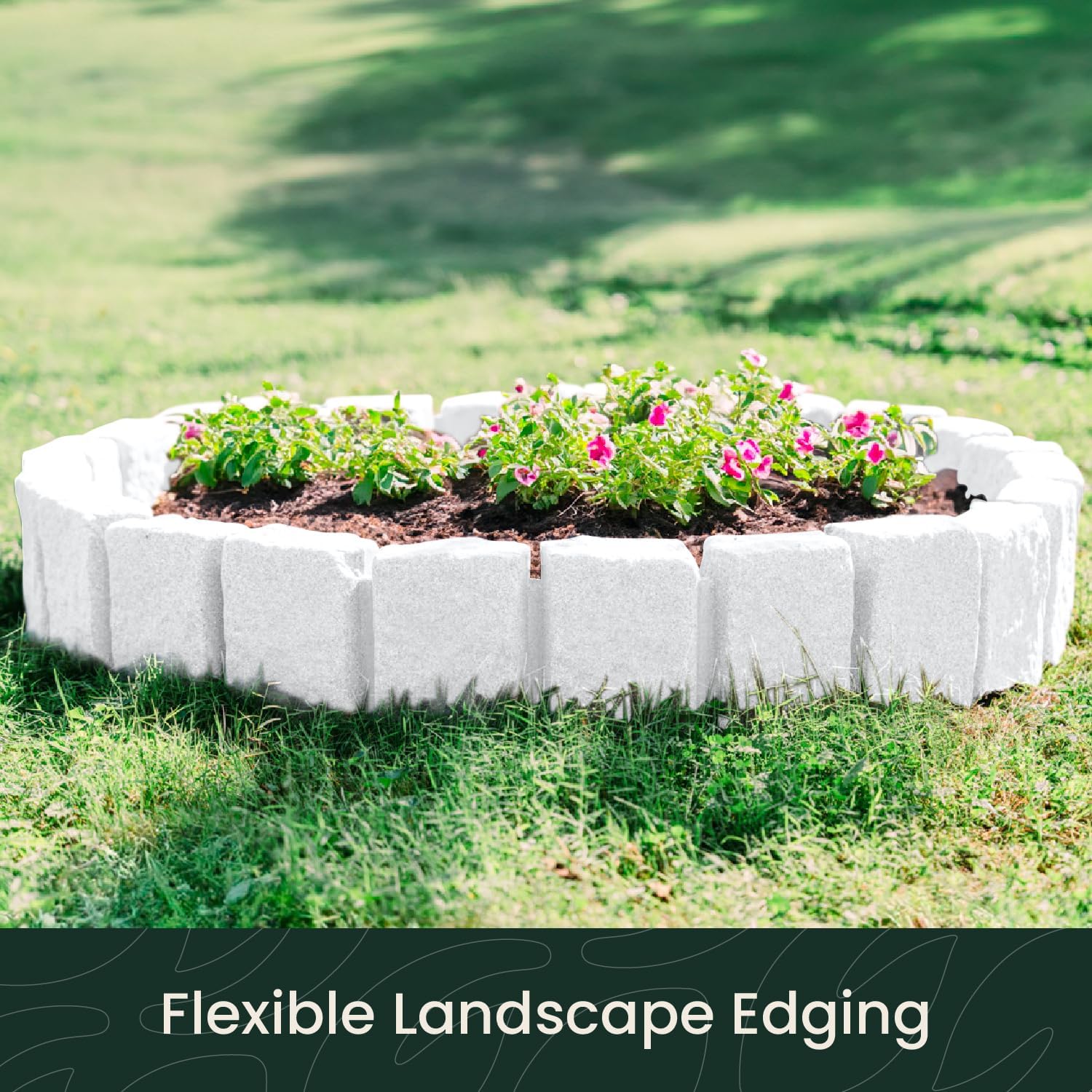 Beuta Landscape Edging | Garden Edging Border | Faux Stone Block XL for Lawn Edging, Flower Beds & Yard Edging – 1 Pack | Each Section Has 6 Blocks 48" L x 4" W x 9.5" H | 3 Spikes | Limewash