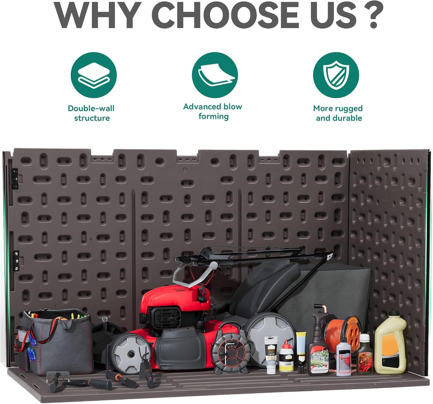 YITAHOME 200 Gallon Extra Large Deck Box, Double-Wall Resin Outdoor Storage Box with Flexible Divider for Patio Cushions Pool Supplies Garden Tools, 990 lbs Load Capacity, Lockable (Brown)