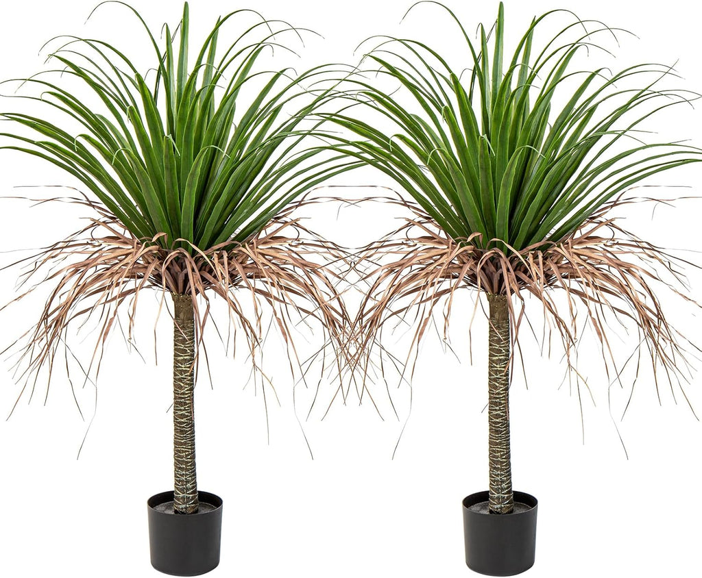 Hollyone 2 Pack Artificial Agave Tree, 3.6Ft Faux Yucca Plant in Pot, Green, Polyester, Indoor/Outdoor Decor, Housewarming Gift