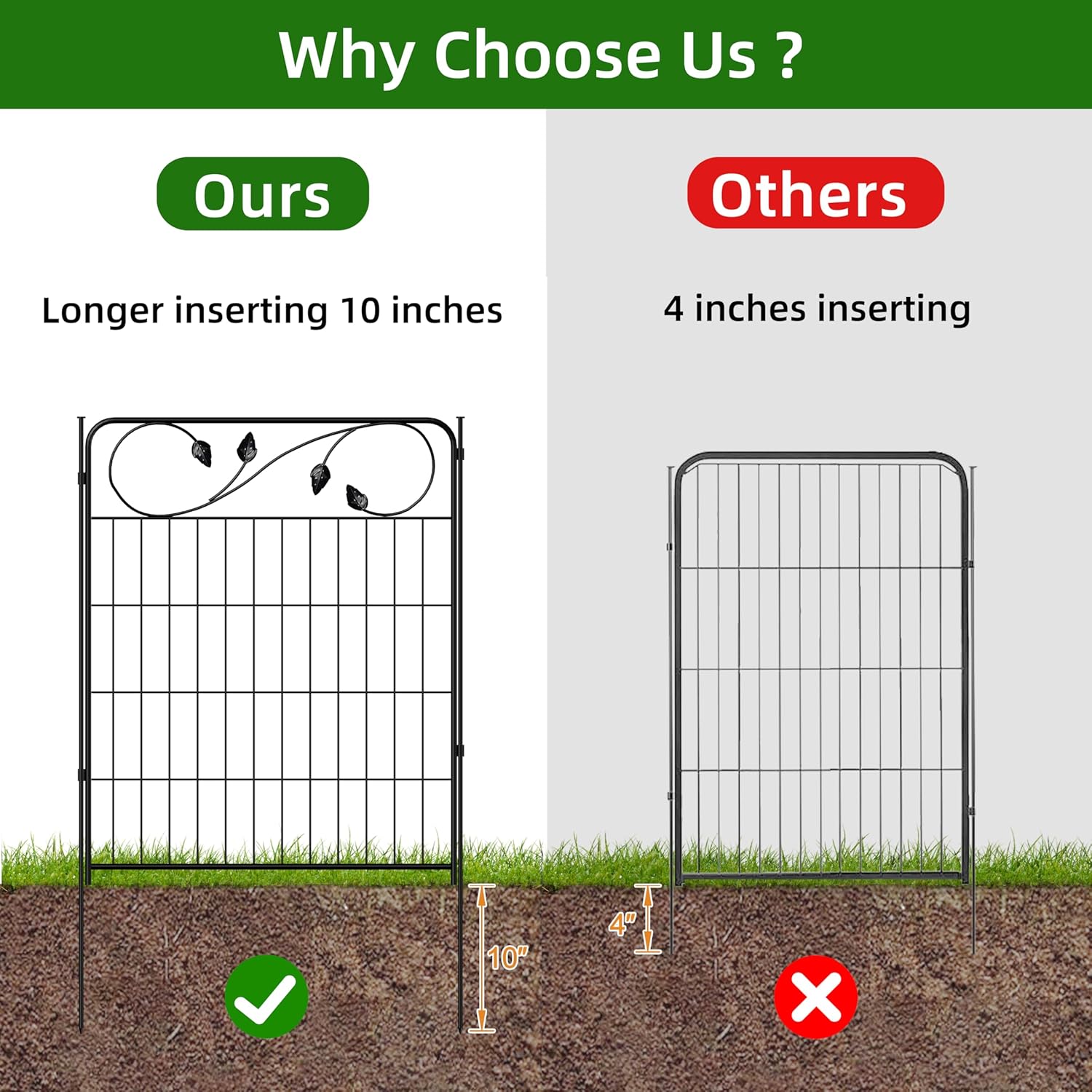 Decorative Outdoor Garden Fence 30in(H) X12ft(L) 6 Panels+7 Stakes Leaf Black Metal Garden Fencing for Landscape Lawn Patio, Temporary Animal Barrier Fences for Dogs