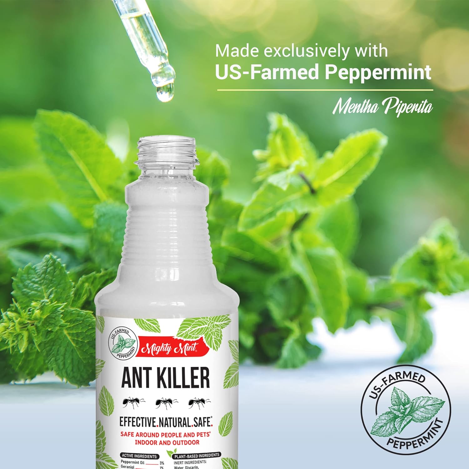 Mighty Mint Peppermint Oil Ant Killer Spray – Natural Ant Repellent for Indoor & Outdoor Use – Plant-Based Insect & Pest Control – 16 oz (Pack of 2)