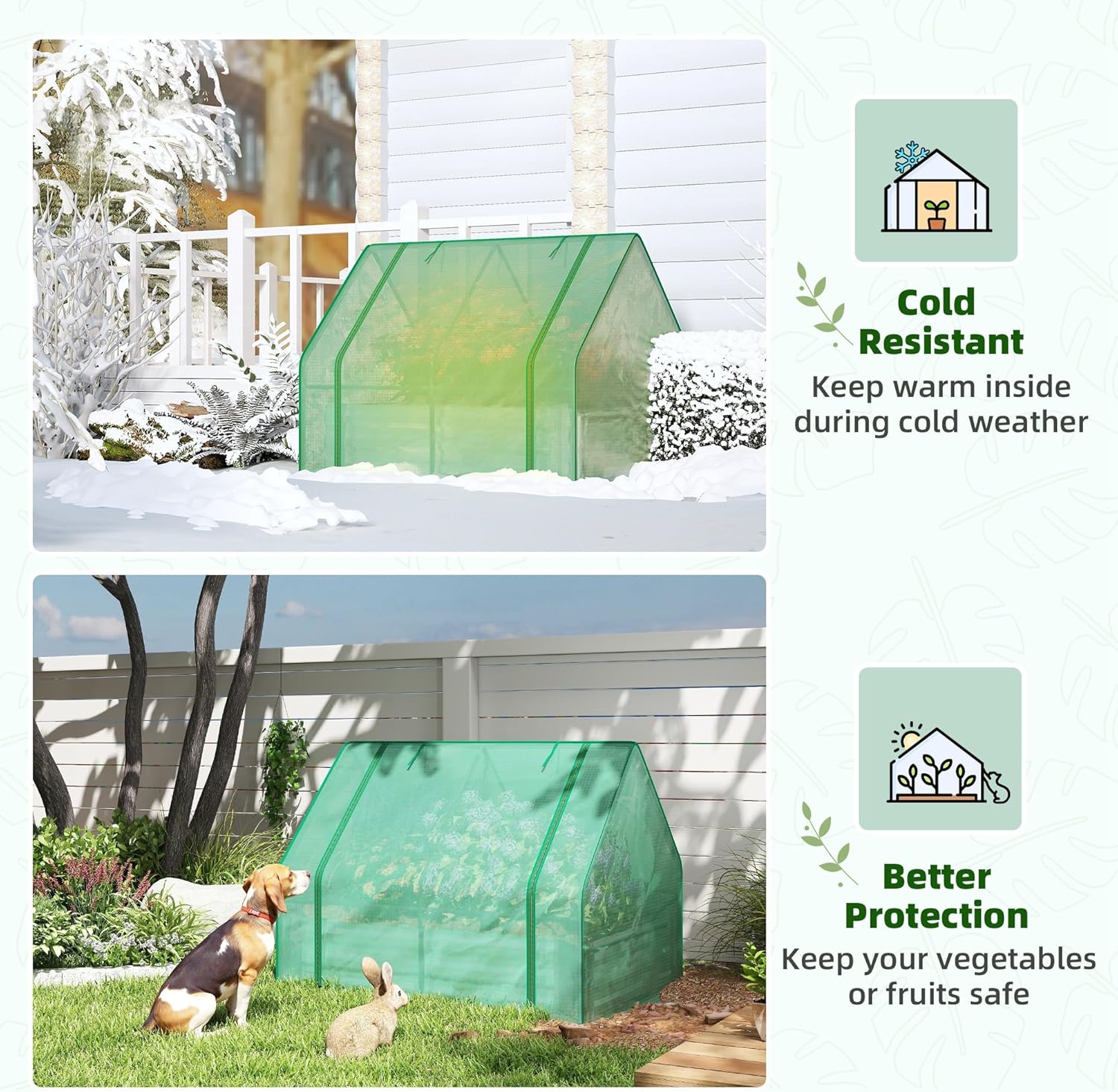 Outsunny 4 x 3 x 3ft Raised Garden Bed with Mini Greenhouse, Galvanized Raised Garden Bed with Cover for Herbs and Vegetables, Small Greenhouse for Patio Garden Balcony, Green