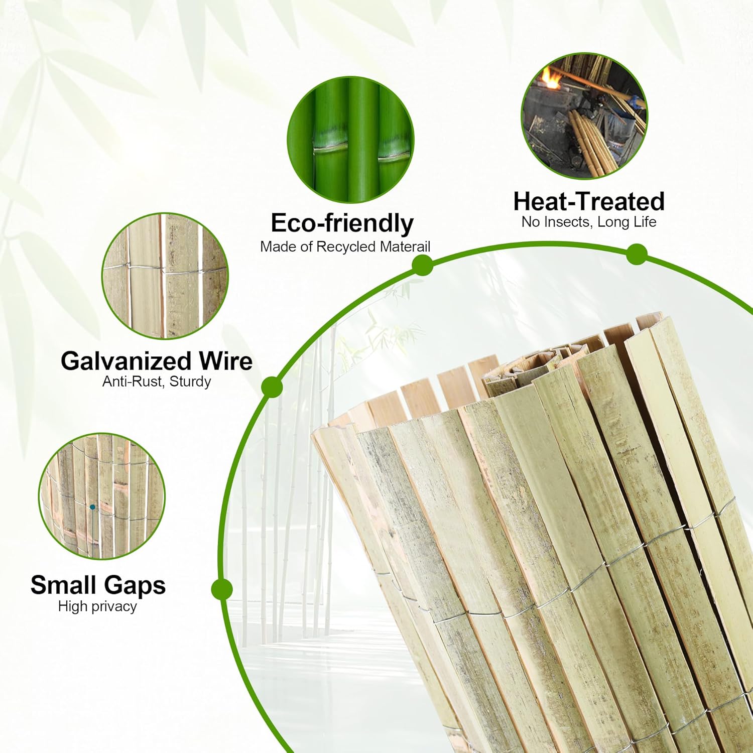 Bamboo Slat Fence 4ft H x 13ft L, Handwoven Natural Bamboo Fencing, Indoor or Outdoor Privacy Fence for Patio, Balcony, Border Pool