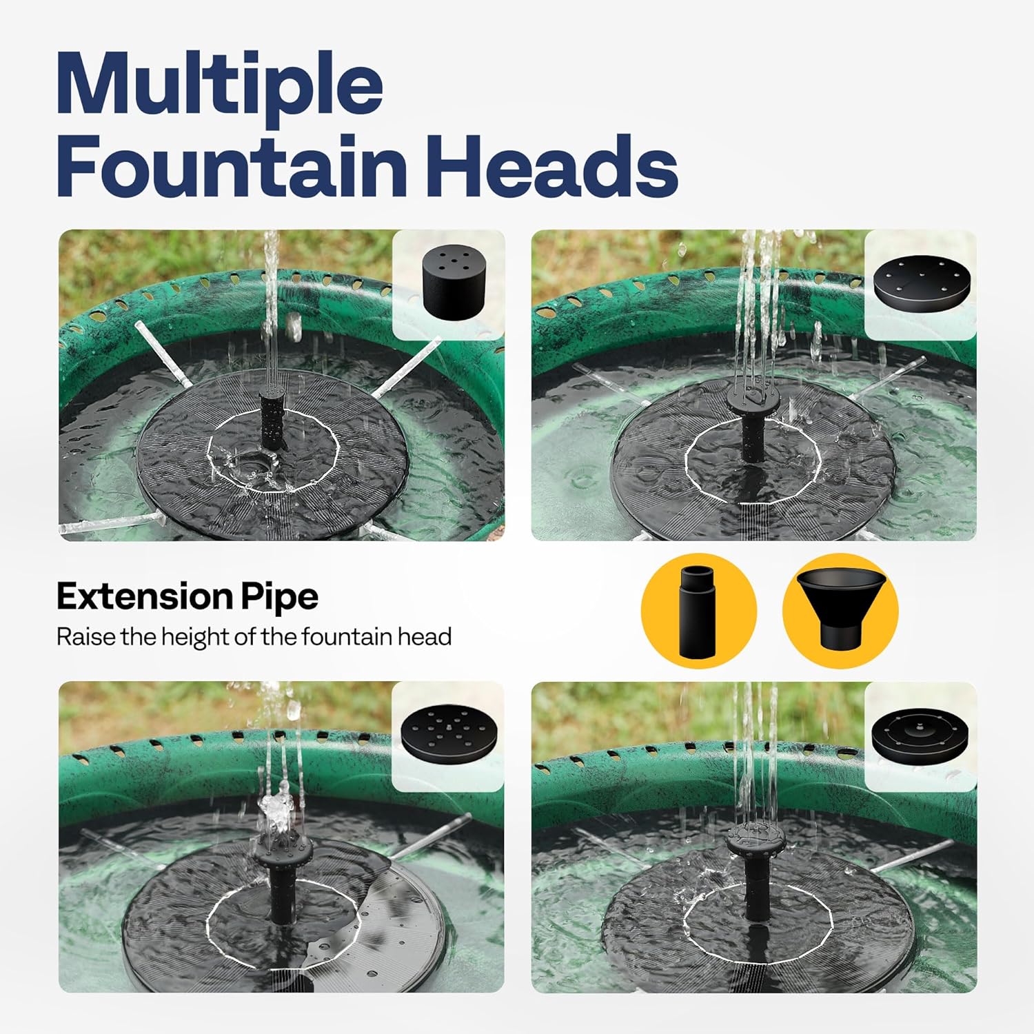 VIVOHOME Oval Polyresin Bird Bath Bowl with Solar Fountain, 29 Inch Height Outdoor Freestanding Birdfeeder with Metal Stake, Capacity 1.3 Gallons, 5-Pronged Base, Green