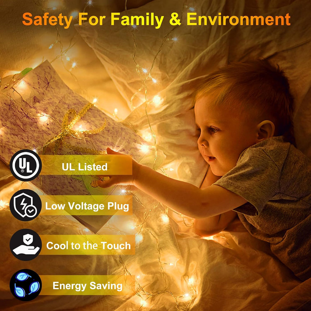 750LED Christmas Lights Outdoor Use, 240ft 12 Modes Warm White LED String Lights with Timer Dimmable, Waterproof Christmas Tree Lights for Xmas Patio Yard Fence Balcony Garden Decor Warm White