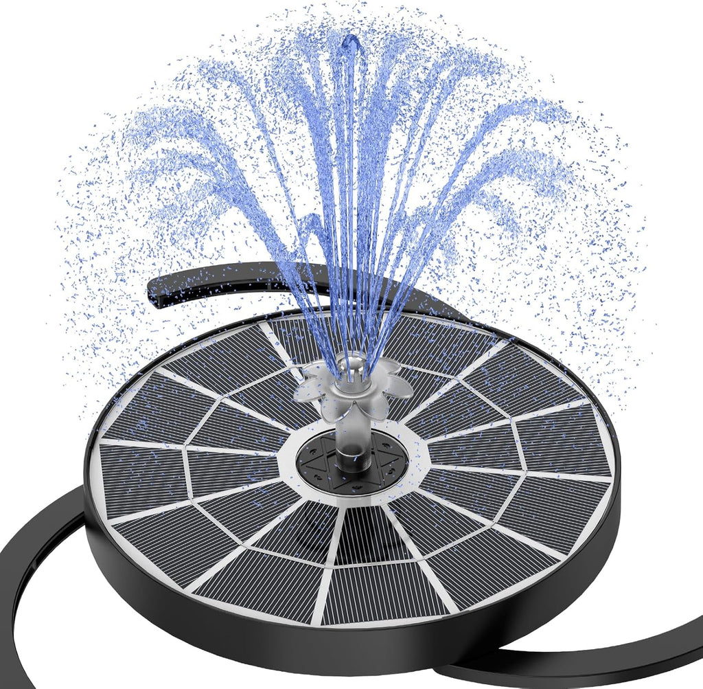 AISITIN 3.7W Solar Bird Bath Fountain Upgraded 6.3" Solar Glass Panel, Solar Powered Fountain Pump with Integrated Bracket & Storage for Bird Bath, Pond, Garden, Aquarium and Outdoor