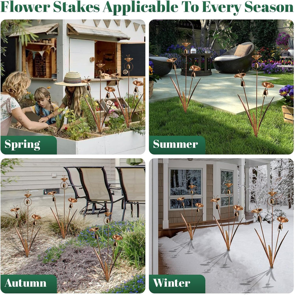 Gardens Metal Calla Lily Flowers with Bells for Outside Yard Art Metal Lilies Bronze