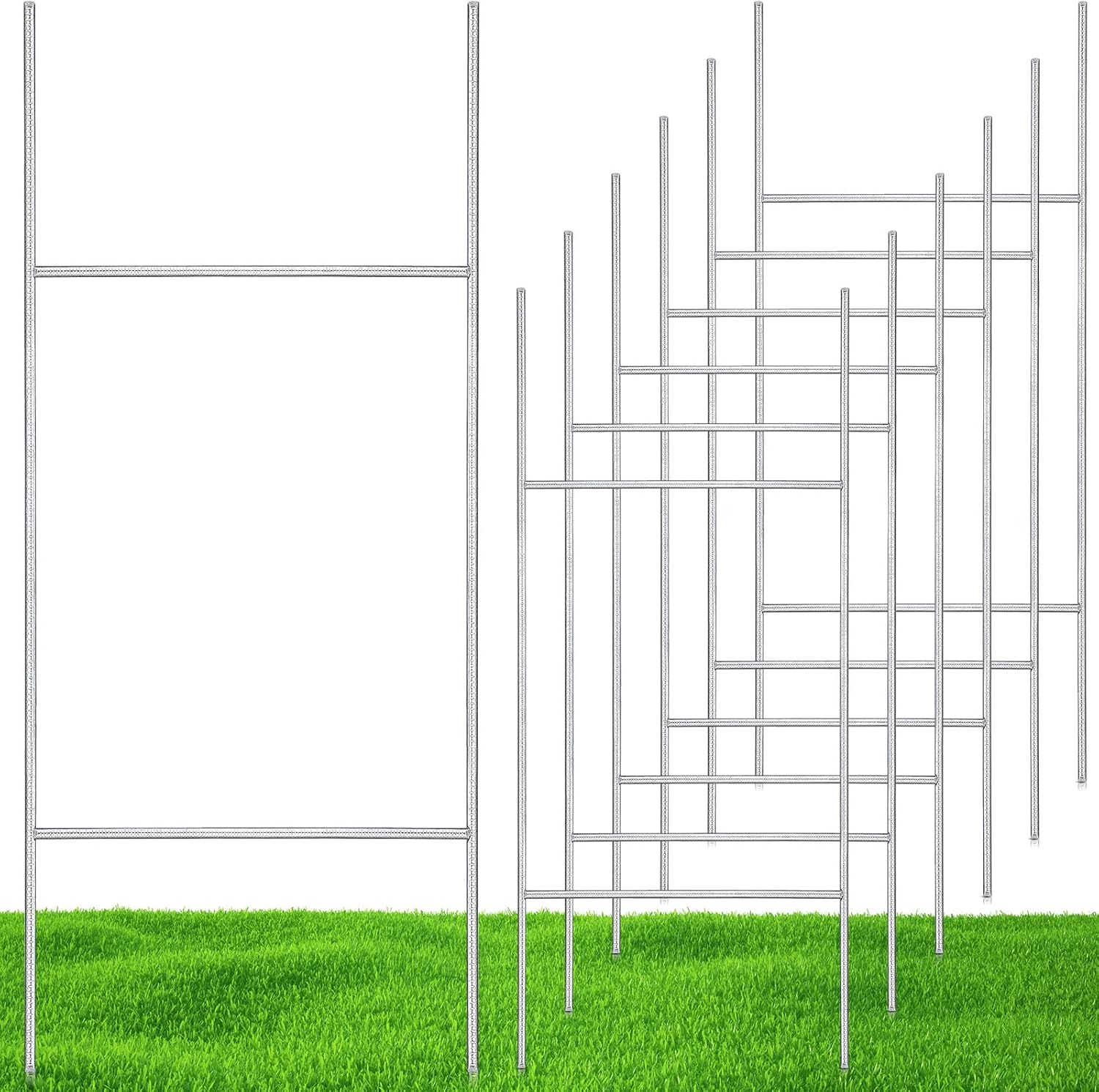 6 Pcs H Stakes for Yard Signs 30'' x 10'' Metal Heavy Duty H Frame Wire Stakes Weatherproof Metal Holder for 4mm 5mm Corrugated Signs Advertising Board Guidepost Yard Halloween Decor