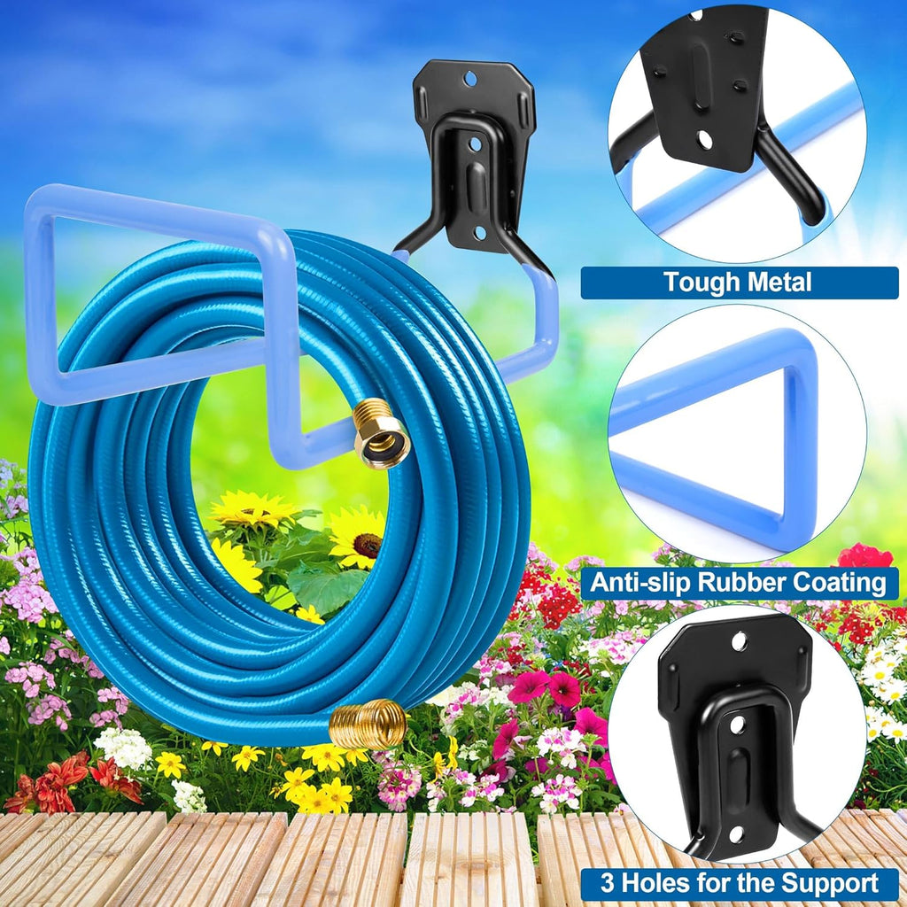 2PCS Hose Hanger Wall Mount - Metal Garden Hose Storage Water Hose Holders for Outside Heavy Duty Hose Reel for Water Hose