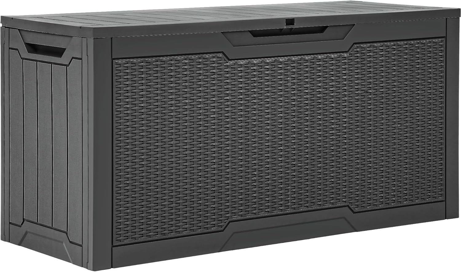 YITAHOME 80 Gallon Outdoor Storage Box, Large Water Resistant Resin Deck Box, Indoor Outdoor Lockable Rattan Storage Container for Patio, Garden, Cushions, Tools, Equipment (Dark Gray)