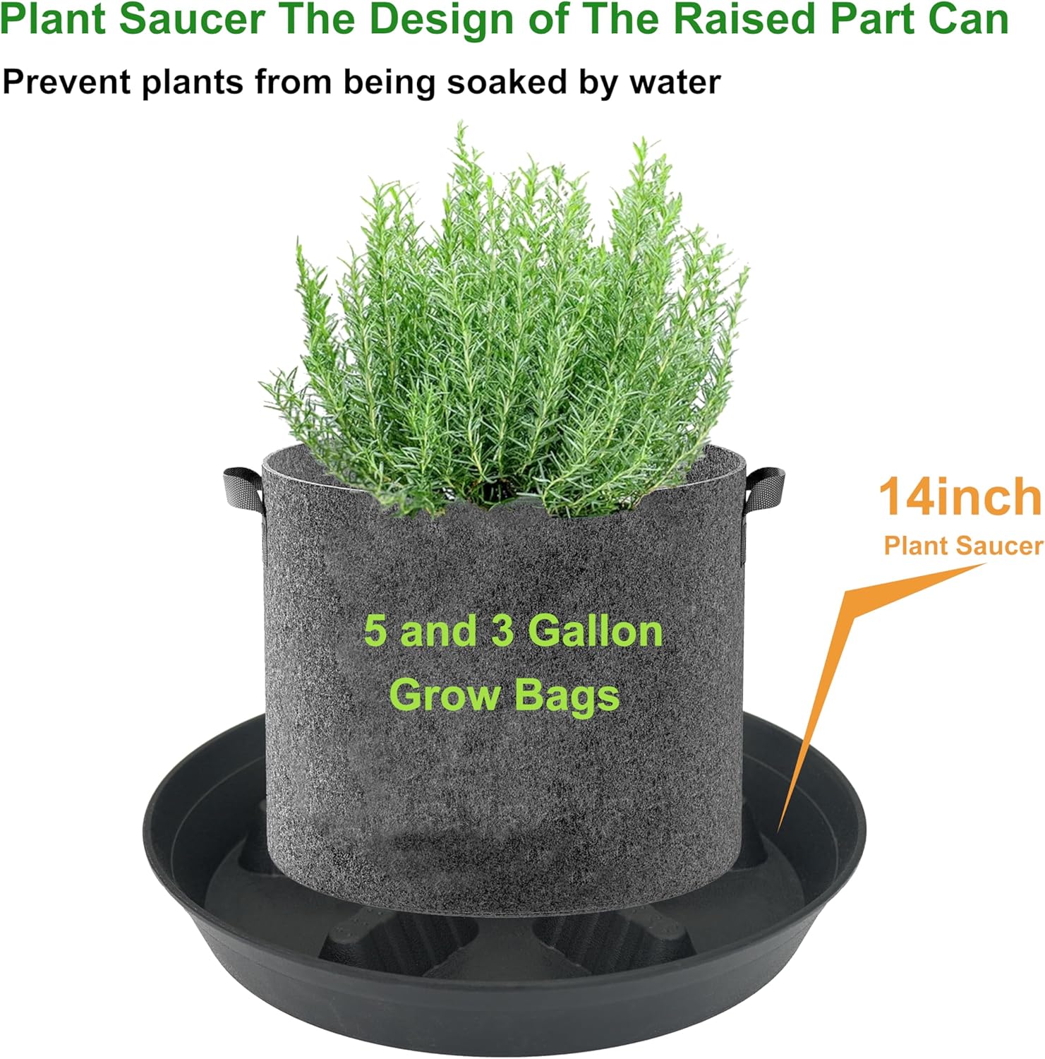 4 Pack Plant Saucer 14 inch, Plastic Plant Saucers for Indoors, Raised Middle Plant Trays for Pots, Water Tray for Plants, Plant Stand Water Catcher Tray, Pot Saucers for Plants