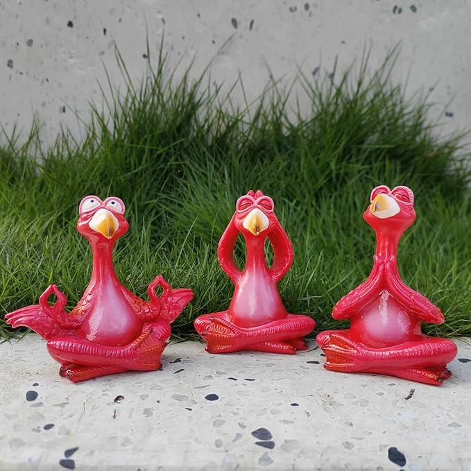 4-Inch Mini Yoga Flamingo Set – Resin Flamingo Statues for Home and Garden Decor – Fun Hawaii-Inspired Flamingo Gift for Women, Friends, and Family