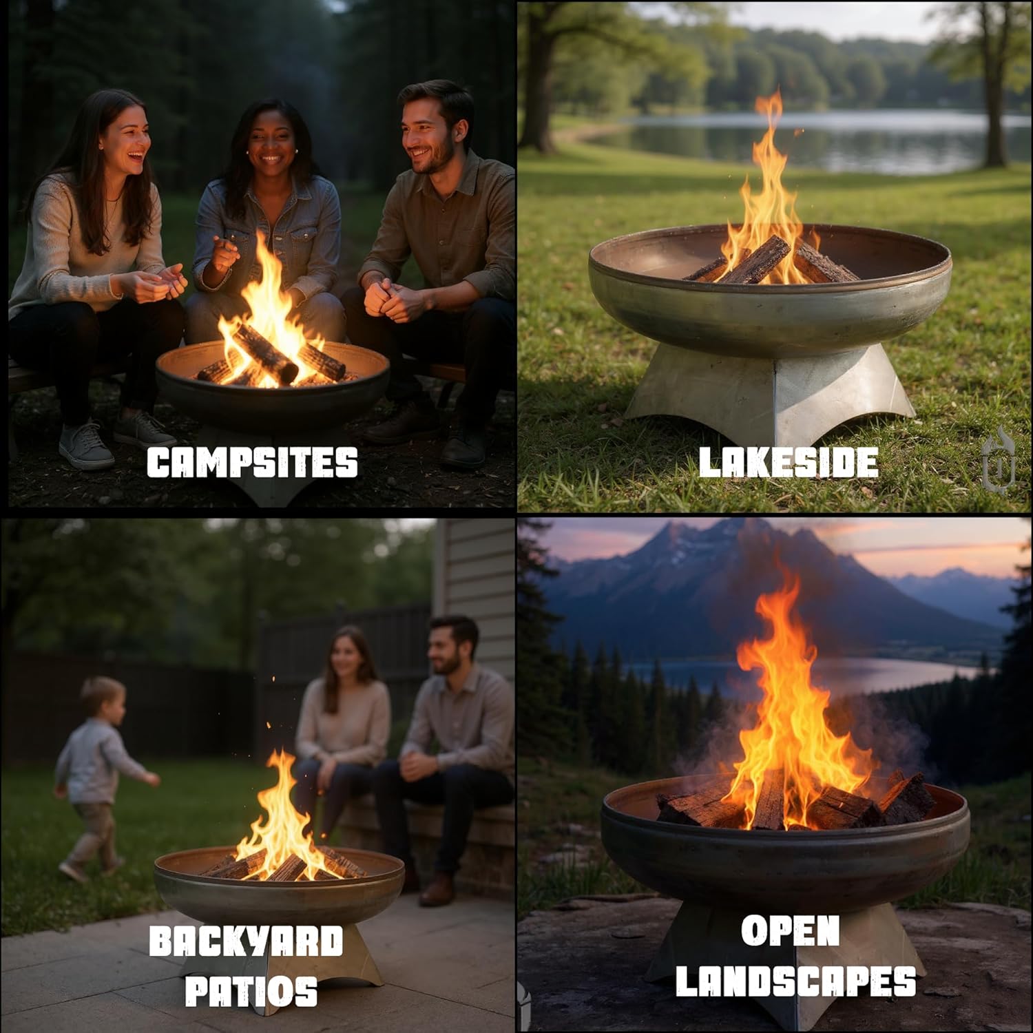 Liberty Fire Pit – Ohio Flame Wood Burning Outdoor Fire Pit - 36" Diameter with Standard Base (Made in USA)