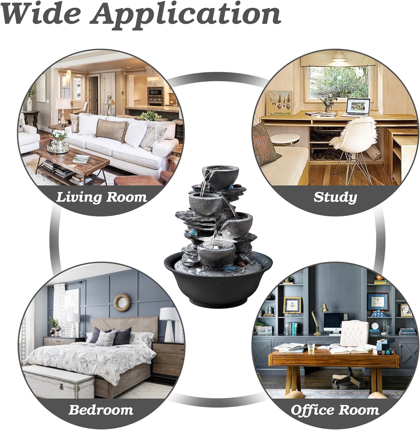 10.6inch Tabletop Fountain, Indoor Waterfall Fountains with LED Light, Realistic Rock Design for Soothing Ambiance in Bedrooms, Living Rooms, Offices, or Meditation Spaces