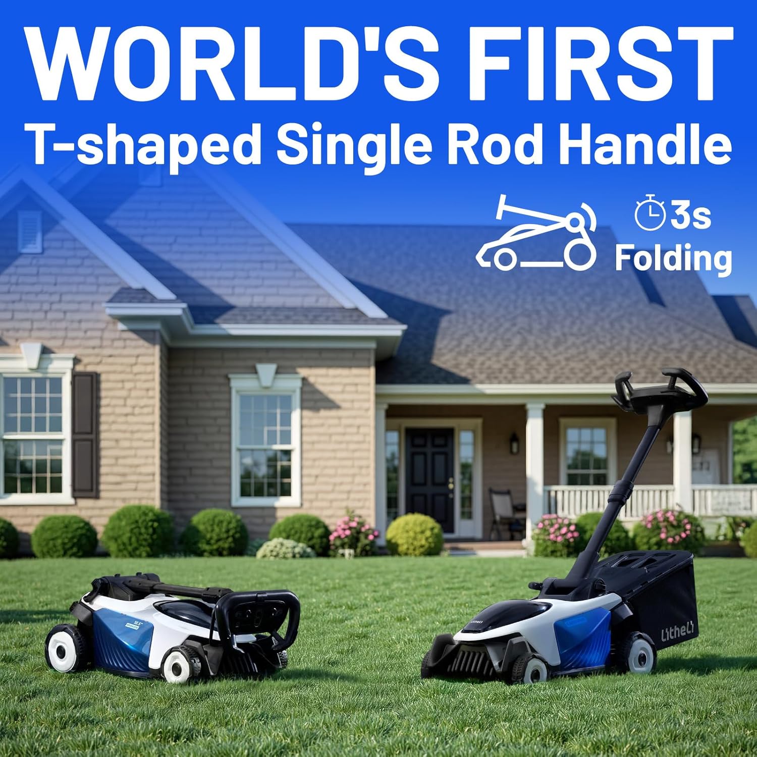 Electric Lawn Mower, Self-propelled Lawn Mower Cordless 40V(2x20V) 18.5" Brushless Mower with Electric Cutting Height Adjustment, Higher Rotation Speed, 2 x 4.0Ah Battery and Rapid Charge Included