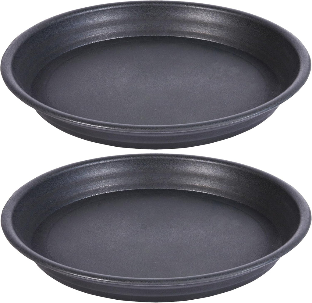 2 Pack Plant Saucer Drip Tray 13 14 inch, Large Plastic Flower Planter Saucers and Drip Trays for Indoors Outdoors, Heavy Durable Plant Plate Water Catcher (14", Dark Gray)