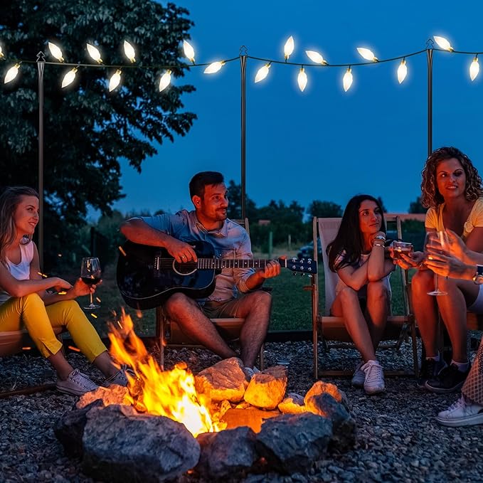 String Light Poles 2 Pack 9.8FT Light Pole for Outside Hanging - Backyard, Garden, Patio, Deck Lighting Stand for OutdoorParties, Wedding