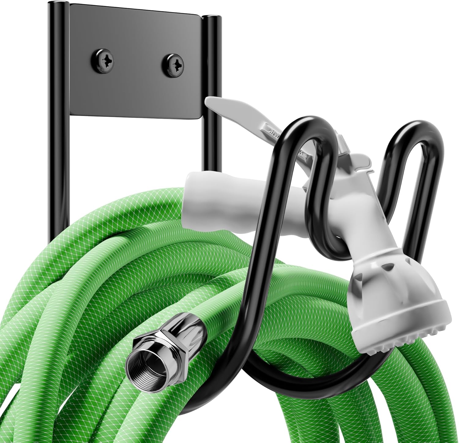 Black Metal Garden Hose Holder - Wall Mounted Water Hose Holder - Hose Hanger Heavy Duty for Water Hose Extension Cords Vacuum Hose
