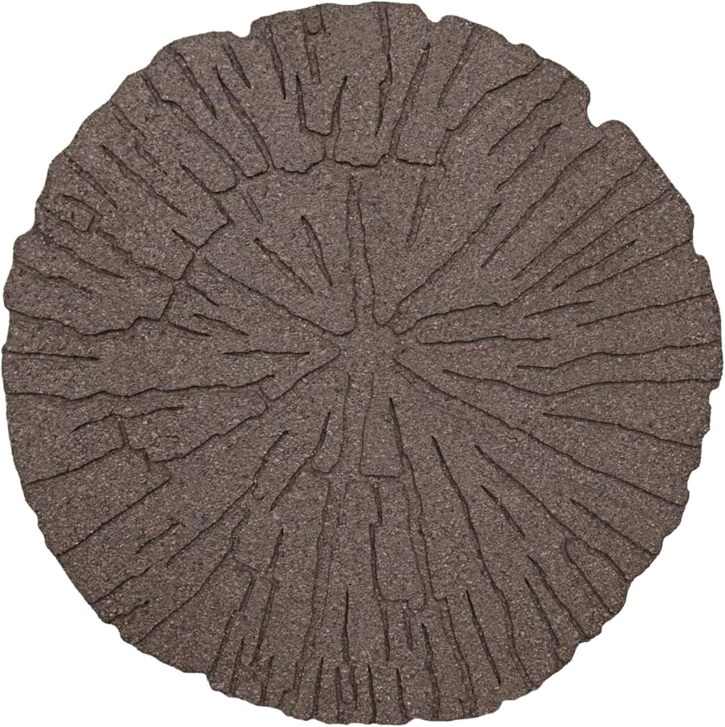 Garden Central 4-Pack 18”x18” Fake Cracked Log Rubber Stepping Stones, Round, Brown – Reversible Non-Slip Outdoor Faux Decorative Set for Landscaping – DIY Decor for Walkways & Yard Pathways