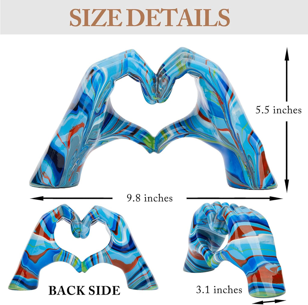 Fluid Blue Decor for Living Room Bedroom Bookshelf Coffe Table, Personalized Finger Home Accents, Modern Art Aesthetic Statues, Resin Sculpture for Reading Decor