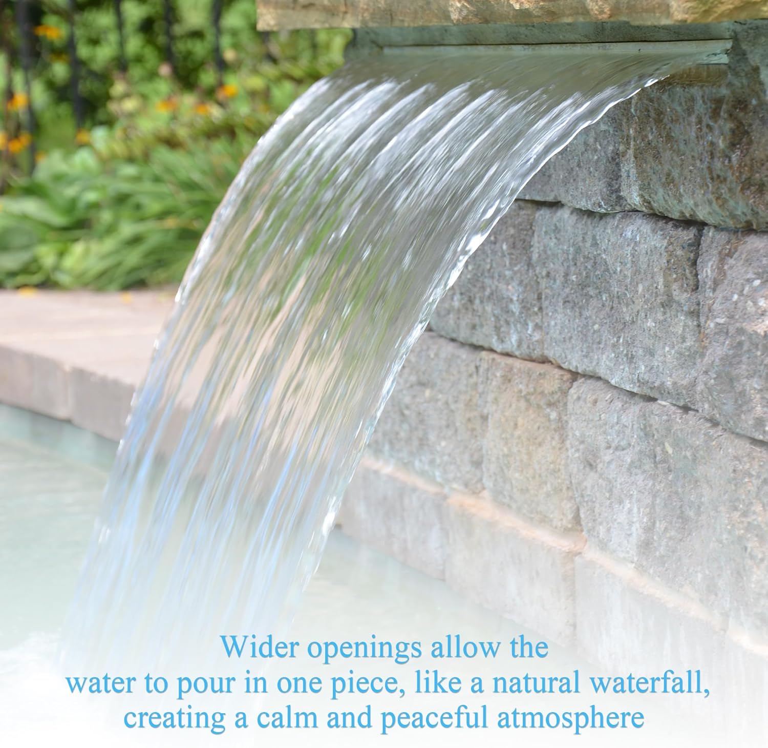 36 Inch Pool Fountain 304 Stainless Steel Waterfall Spillway with Pipe Connector Kits, Wider Water Flow Sheer Descent Platform Water Feature Fountain for Swimming Pool, Outdoor Garden Decor