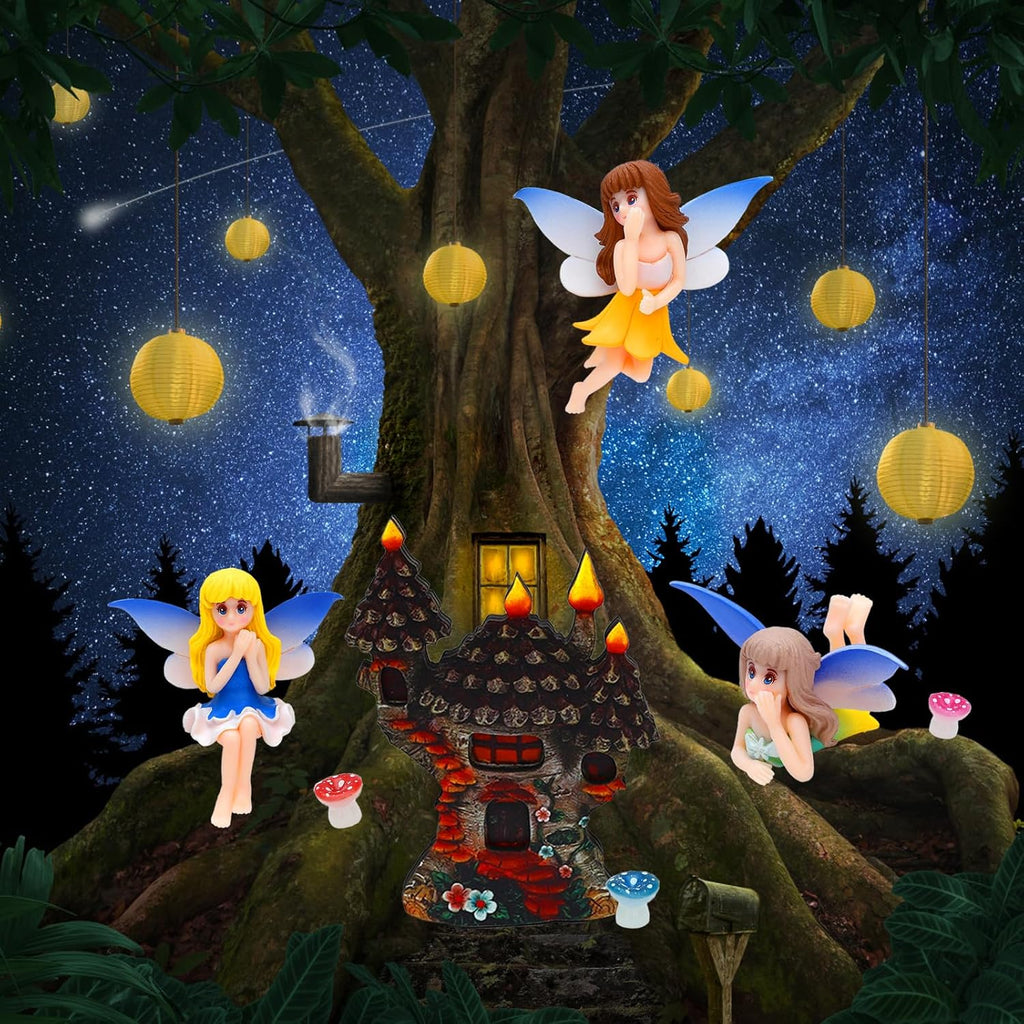 ONEST 6 Pieces Miniature Fairy Garden Accessories Small Fairy Figurines Hand Painted Fairies Figures for Car Decor Garden Flower Pot Birthday Cake Topper