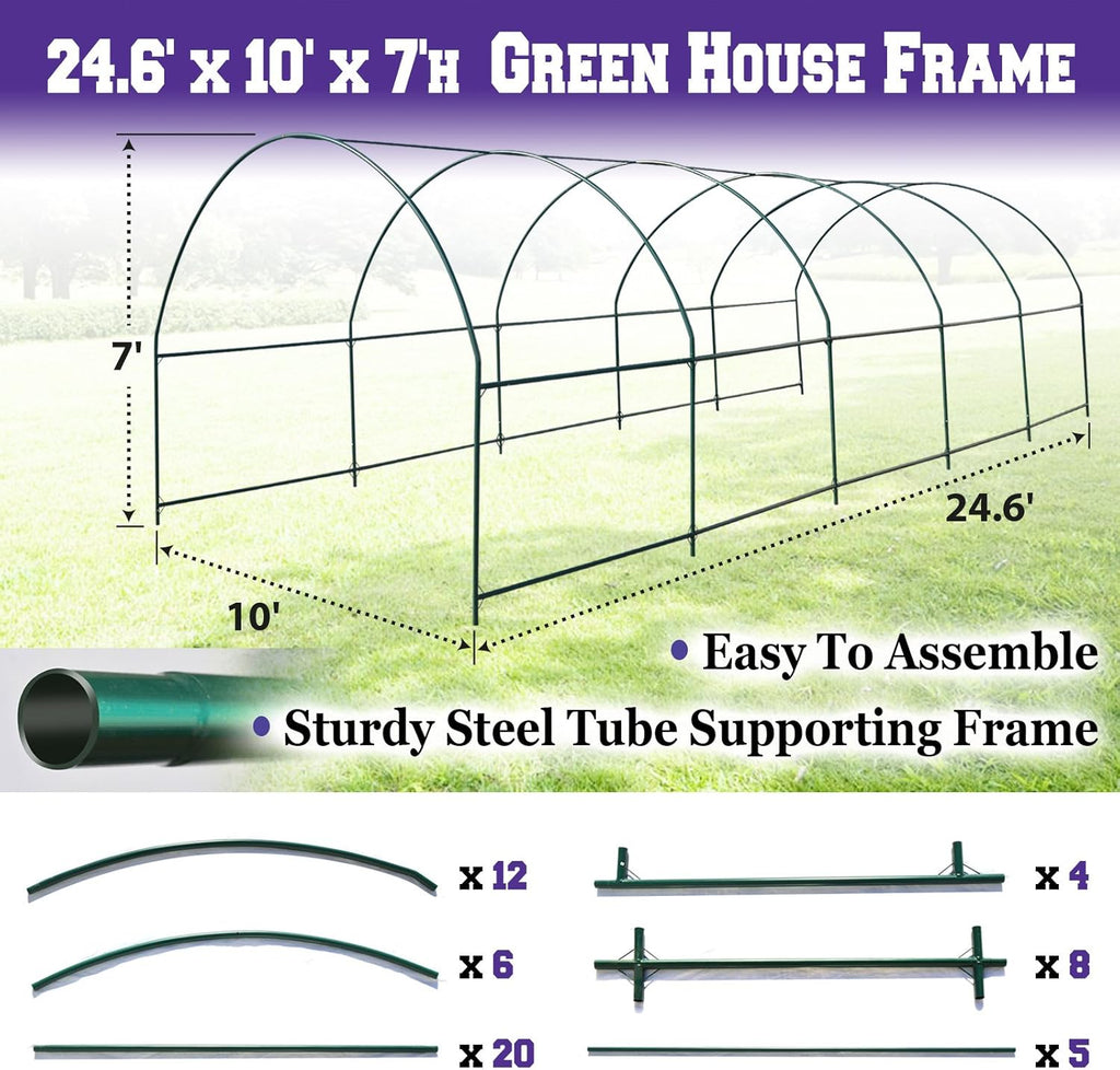 Benefit-USA BenefitUSA Multi-Size Large Garden Support Arch Frame Climbing Plant Arch Arbor for Flowers/Fruits/Vegetables (24.6'X9.8'X7.2') Green