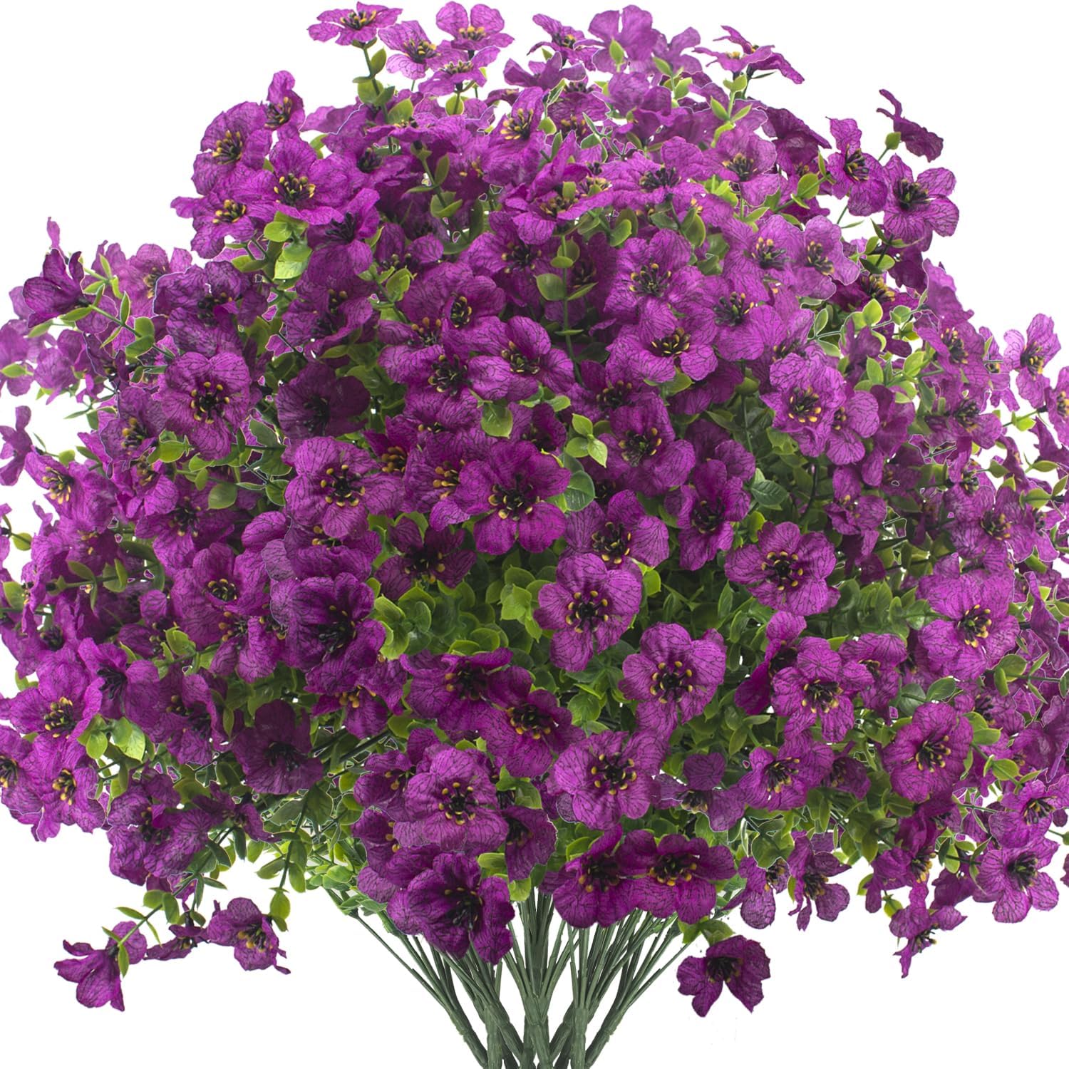 Artificial Fake Flowers for Outdoor Spring Decoration, 16 Bundles Faux Silk Colorful UV Resistant Realistic for Outside Porch Patio Home Yard Garden Planters Pots Window Box (Light Purple)