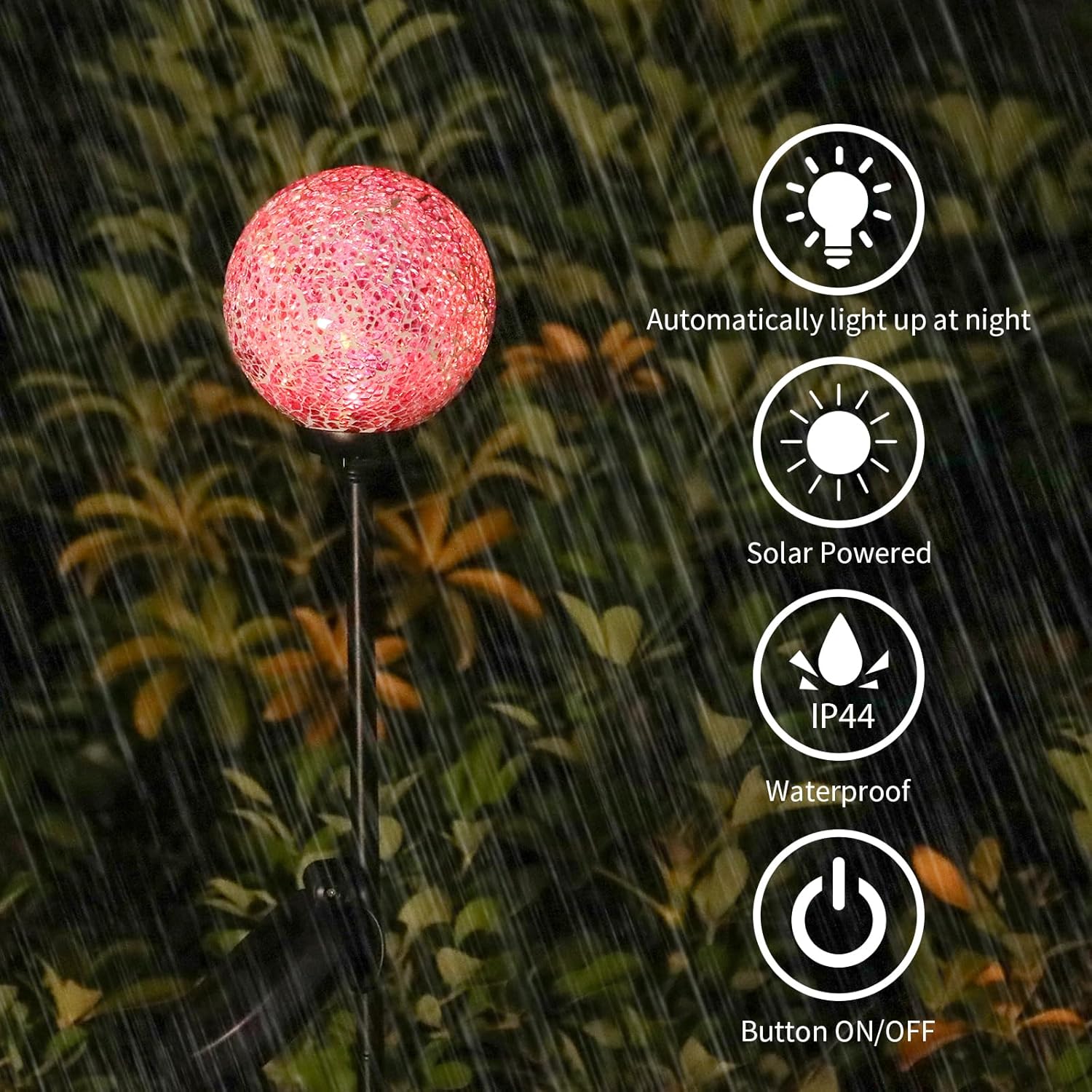 VCUTEKA Solar Garden Lights - Mosaic Solar Lights Outdoor Decor Pathway Light Waterpoof LED Stake Light for Landscape Lawn Patio Yard Decoration 1 Pack