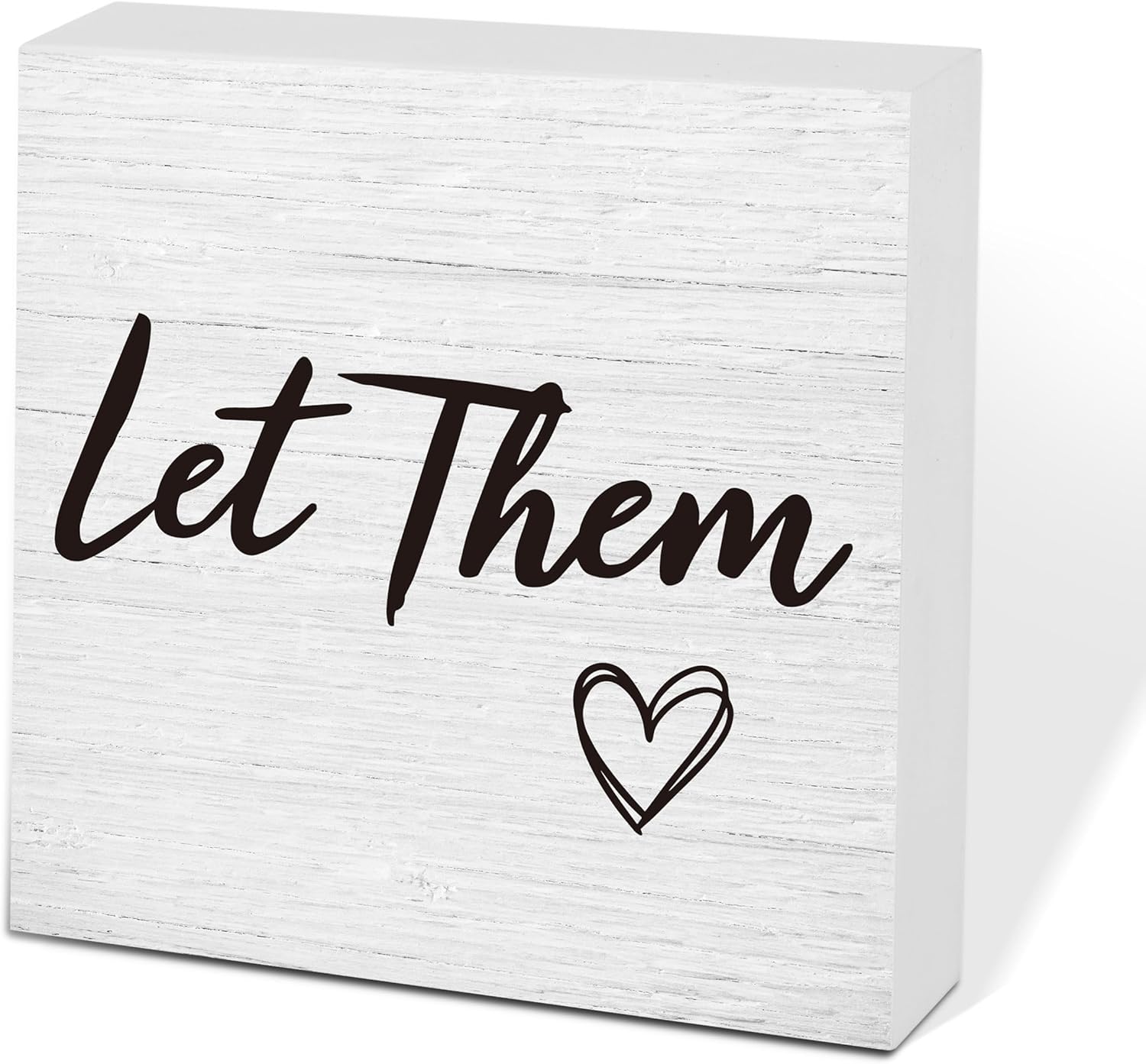 Let Them Wooden Sign, Office Decorations for Work, Let Them Mental Health Rustic Wood Box Signs 5x5 Inch, Desk Shelf Tabletop Decor for Home Cubicle Decor, Office Gifts for Coworkers Women