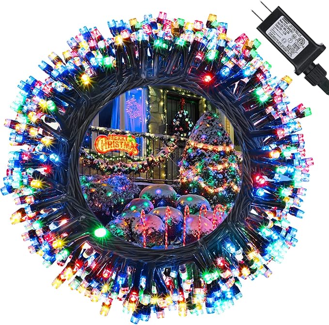 114ft Christmas String Lights Outdoor, 300 LED Christmas Lights Connectable with Timer, 8 Modes Multicolor Christmas Tree Lights Fairy Twinkle Lights for Indoor Outdoor Xmas Decorations