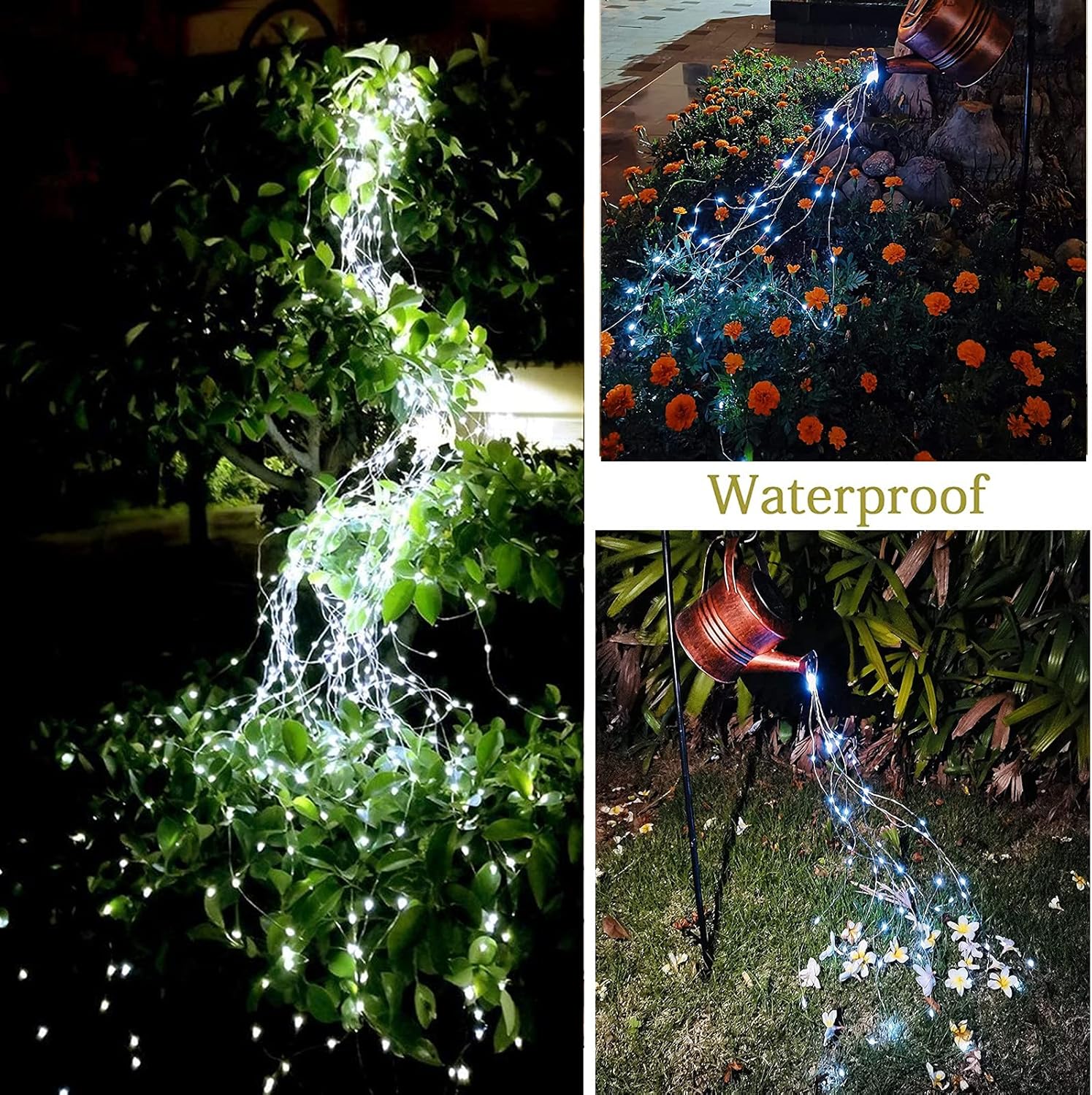 Solar Garden Lights Outdoor, Solar Watering Can Lights Garden Decor Gifts for Grandma Mom, Waterproof Hanging Lantern with String Lights Yard Decoration (Cool White-No Can)
