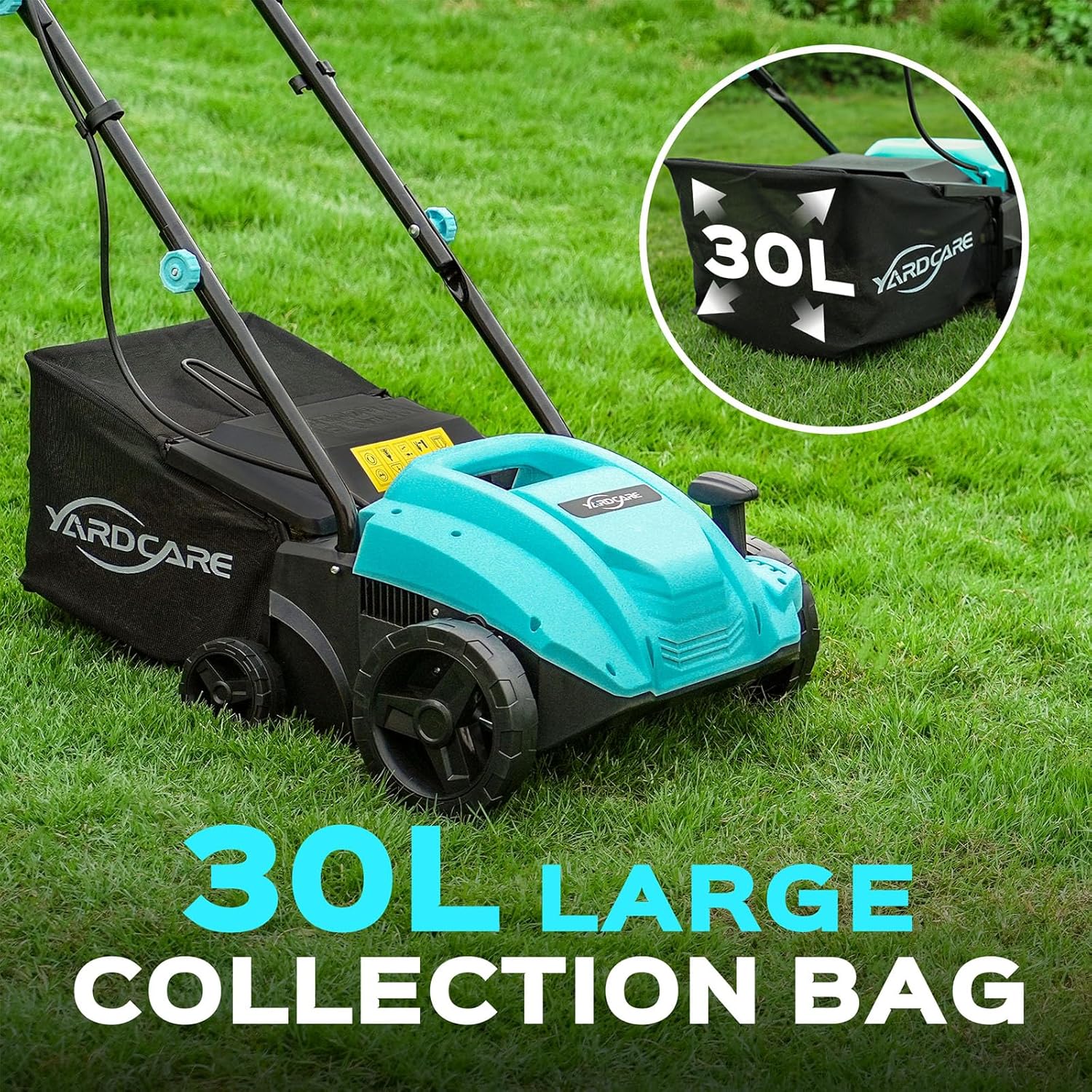 2-in-1 Electric Dethatcher & Scarifier, 12 Amp Lawn Tool with 8 Gal Collection Bag, Adjustable Depth, Powerful Motor for Healthier Grass
