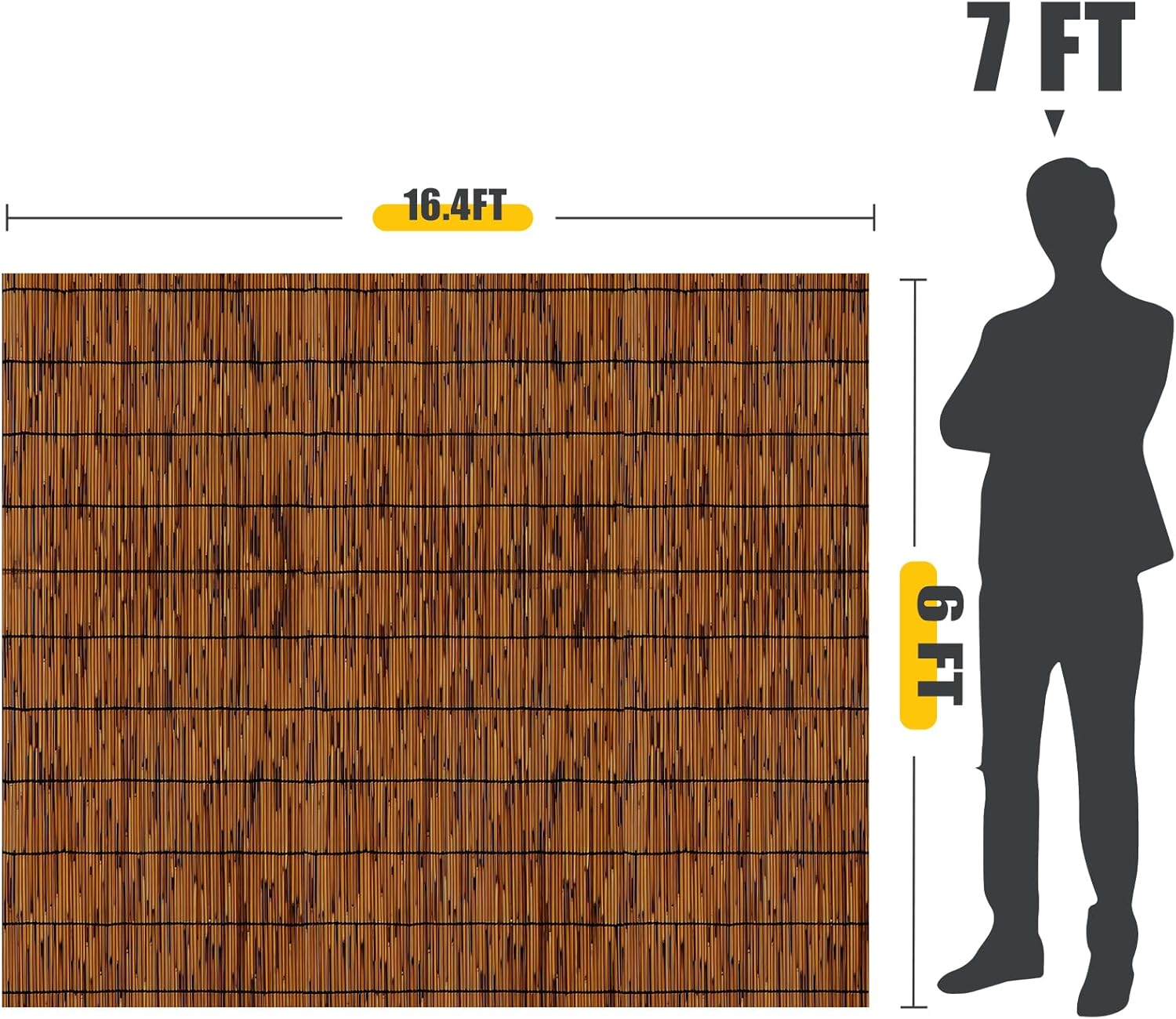 1 Pack Reed Fencing Rolls, Decorative Bamboo Fencing 6ft High Roll Reed Screen, Bamboo Reed for Balcony Patio Garden Backyard Outdoor