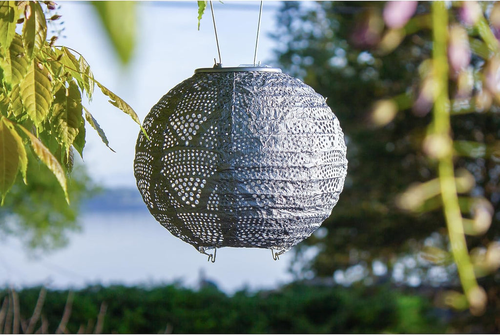 Allsop Home Garden 32026 Soji Stella Globe 8-in. Tyvek Solar Lantern (Metallic Blue)