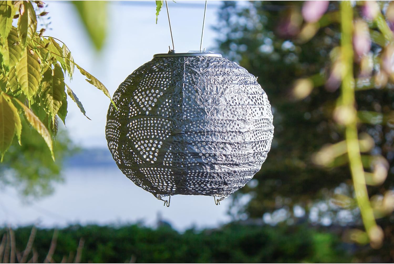 Allsop Home Garden 32026 Soji Stella Globe 8-in. Tyvek Solar Lantern (Metallic Blue)