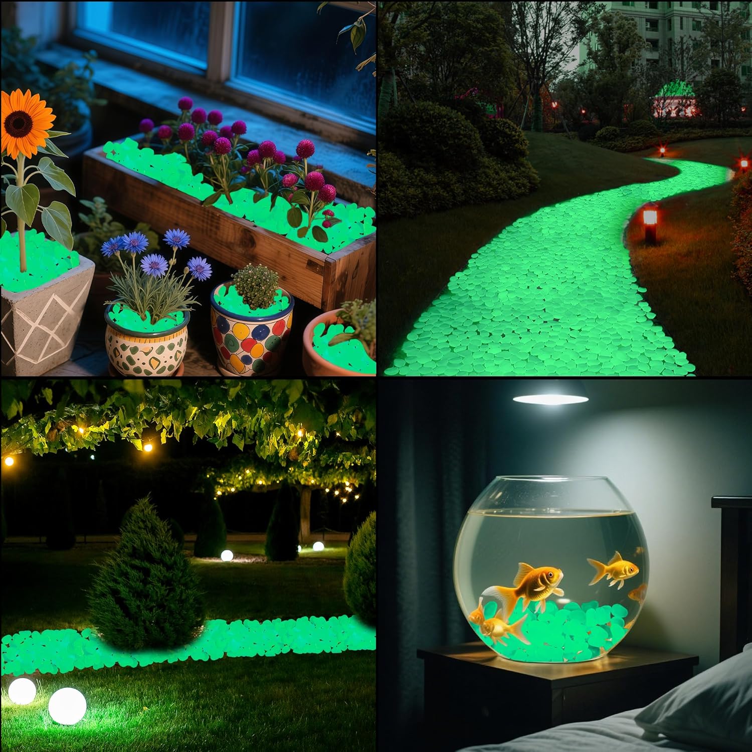 0.7LB 25-27mm Glow in Dark Pebbles Glowing Rocks for Garden Outdoor Green Fish Tank Rocks Aquarium Rocks Glowing Rocks Outdoor for Driveway Walkway,Green