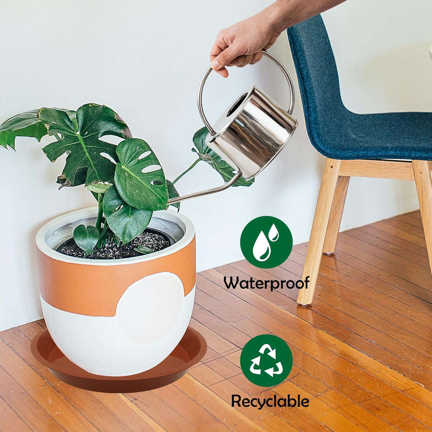 4 Pack 14 Inch Round Plant Saucers for Less 11.8 Inch Pot Indoors Outdoors Plant Trays for Pots Planter Saucer Plastic Plant Drip Tray Planter Water Tray for Potted Plants(Black, 13.8"(4pcs))