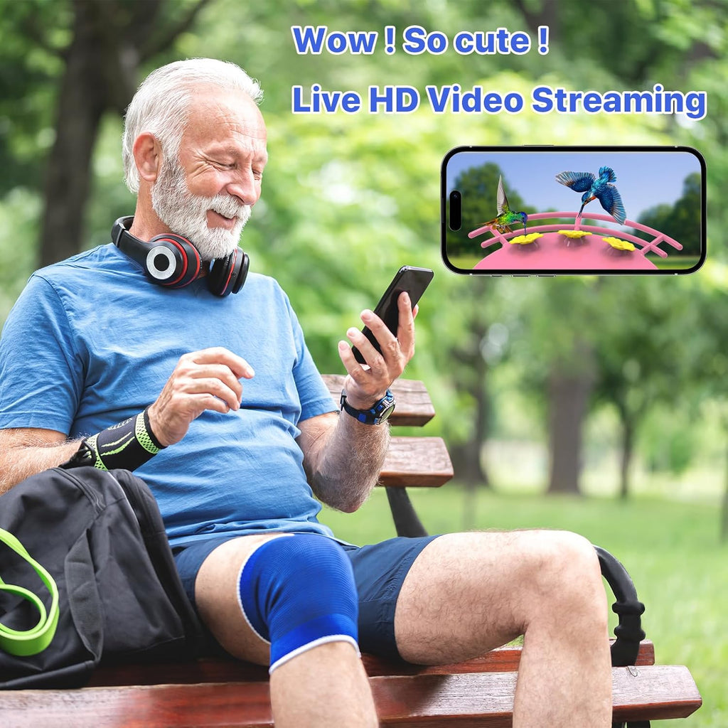 Hummingbird Feeder with Camera for Outdoor - 2K QHD Video, Instant Notifications & AI Bird Species, Ant Moat, Bee Proof, Motion Detection, 2.4G WiFi, Signal Booster, Gift for Bird Lovers Hot Pink