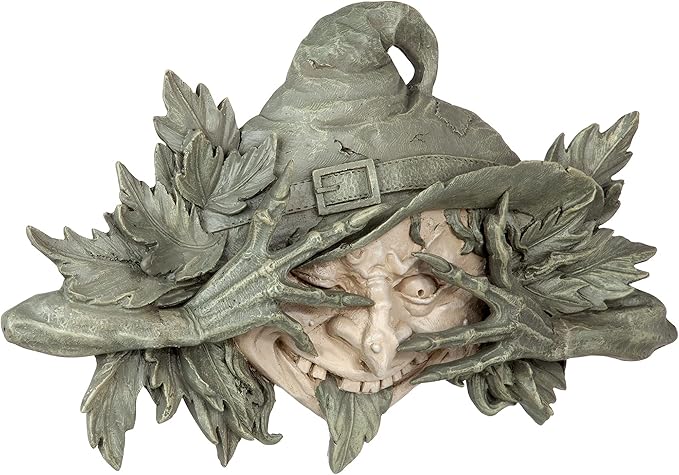Design Toscano Poison Ivy Forest Witch Greenman Wall Hanging Sculpture, 15.5" Wx2 Dx9.5 H, two tone stone