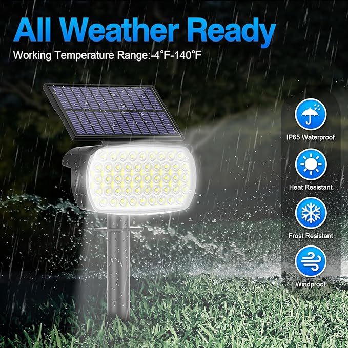 108 LED Solar Spot Lights Outdoor, Solar Lights Outdoor IP65 Waterproof, 3 Modes Solar Landscape Spotlights, Large Solar Panel Solar Powered Lights for Garden Yard Pathway(Cool White/4 Pack)