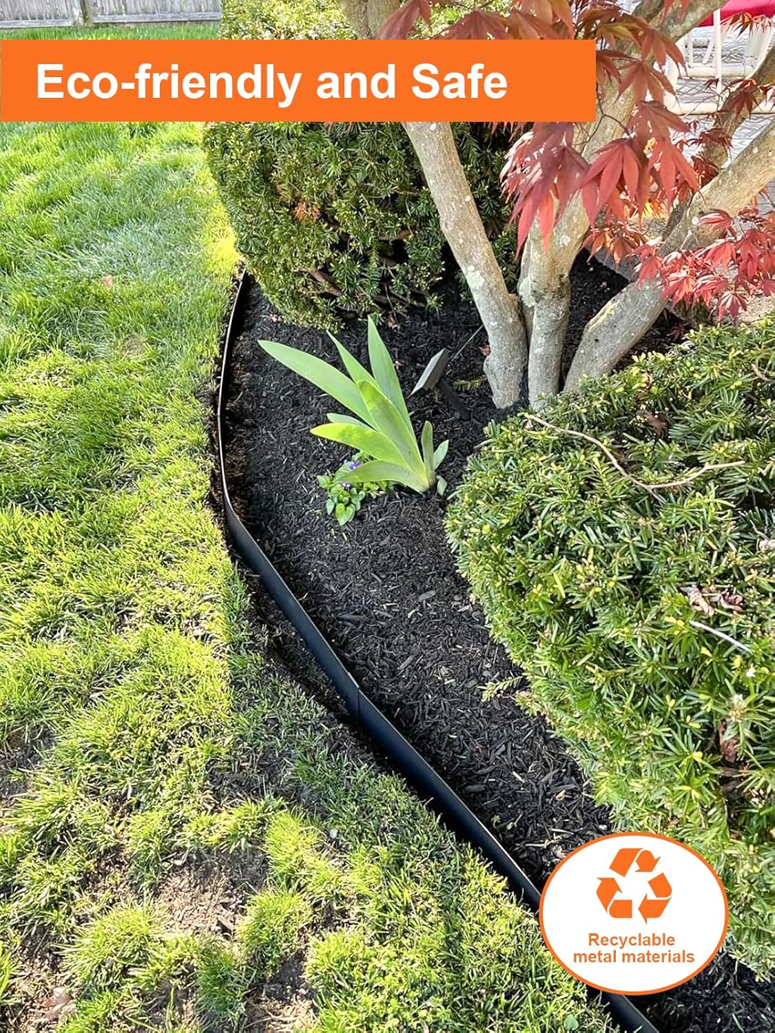 Vinci Landscape Edging Border, 40" L x 6" H 3Pack 10FT Total Black Galvanized Steel Garden Edging with Spikes, Sturdy Elegant Metal Lawn Broder for Flower Beds, Pathways, Paver Edges and Yard